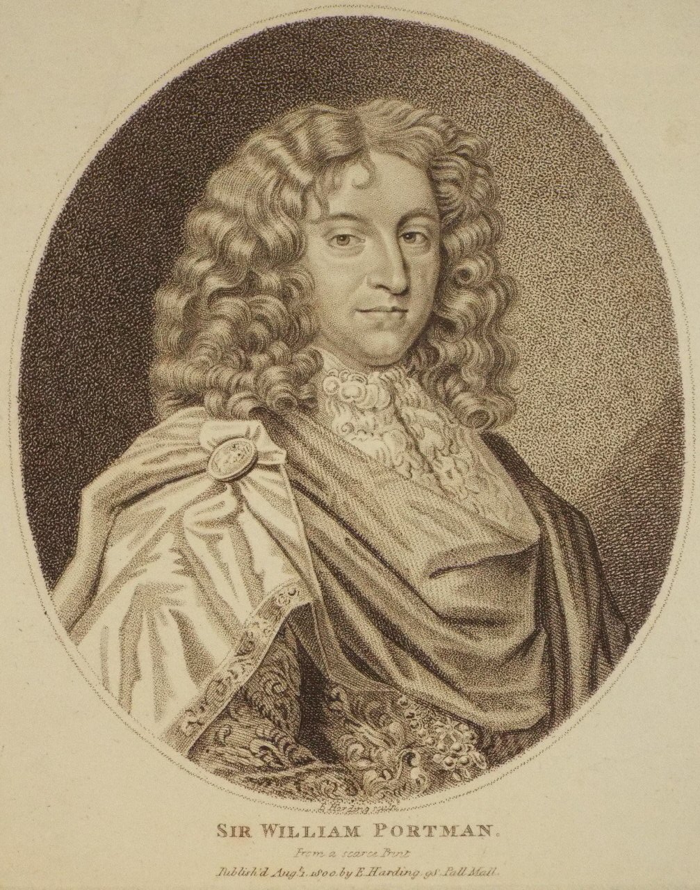 Stipple - Sir William Portman. From a scarce print. - Harding